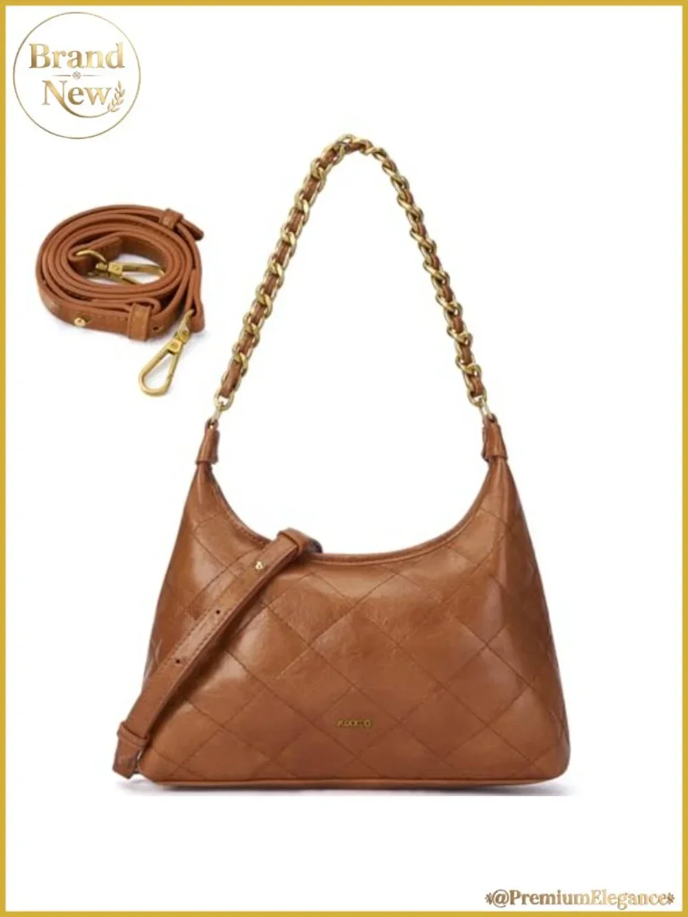Vegan Leather Crescent Shoulder Bag - Small Crossbody Hobo Handbag for Women